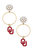 Oklahoma Sooners Pearl Cluster Enamel Hoop Earrings - Crimson