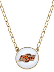 Oklahoma State Cowboys Enamel Disc Pendant Necklace - White