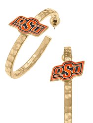 Oklahoma State Cowboys Enamel Logo Hoop Earrings - Orange/Black