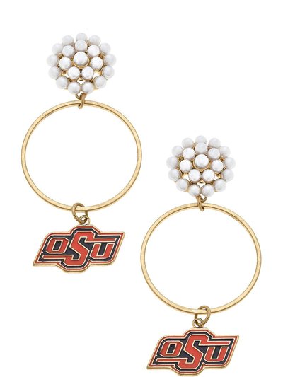 Canvas Style Oklahoma State Cowboys Pearl Cluster Enamel Hoop Earrings product