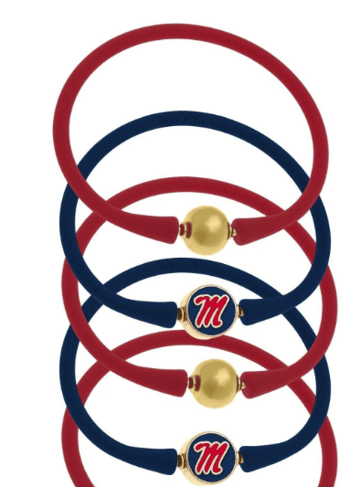 Canvas Style Ole Miss Rebels 24K Gold Plated Bali Bracelet Stack - Set Of 5 product