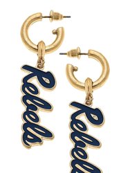 Ole Miss Rebels Enamel Drop Hoop Earrings - Navy