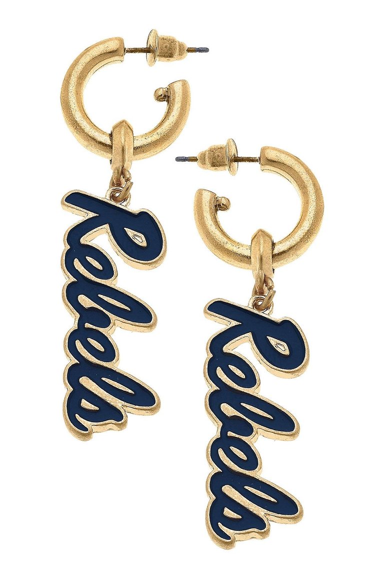 Ole Miss Rebels Enamel Drop Hoop Earrings - Navy