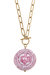 Ophelia Pink Chinoiserie Pendant T-Bar Necklace - Pink/White