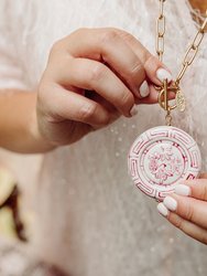 Ophelia Pink Chinoiserie Pendant T-Bar Necklace