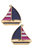 Penny Enamel Sailboat Stud Earrings In Pink And Navy - Pink/Navy