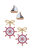 Penny Navy Sailboat Stud And Bobbie Pink Ship's Wheel Earring Set - Red