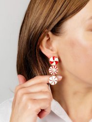 Peppermint Candies Linked Enamel Earrings