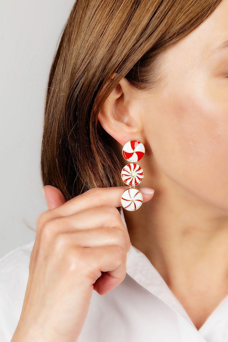 Peppermint Candies Linked Enamel Earrings