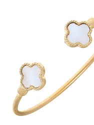 Peyton Clover Disc Bangle In Mother Of Pearl - Worn Gold