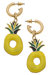 Pineapple Pool Float Enamel Earrings in Yellow & Green - Yellow & Green