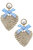 Piper Rattan & Gingham Heart Drop Earrings in Blue - Blue