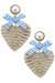 Piper Rattan & Gingham Heart Drop Earrings in Blue - Blue