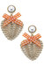 Piper Rattan & Gingham Heart Drop Earrings in Orange - Gold