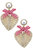 Piper Rattan & Gingham Heart Drop Earrings - Fuchsia