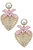 Piper Rattan & Gingham Heart Drop Earrings - Pink