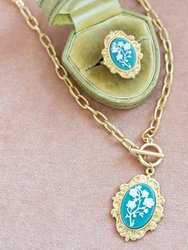 Pookie Floral Cameo Pendant T-Bar Necklace