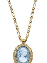 Preston Cameo Pendant Necklace in Wedgwood Blue - Blue