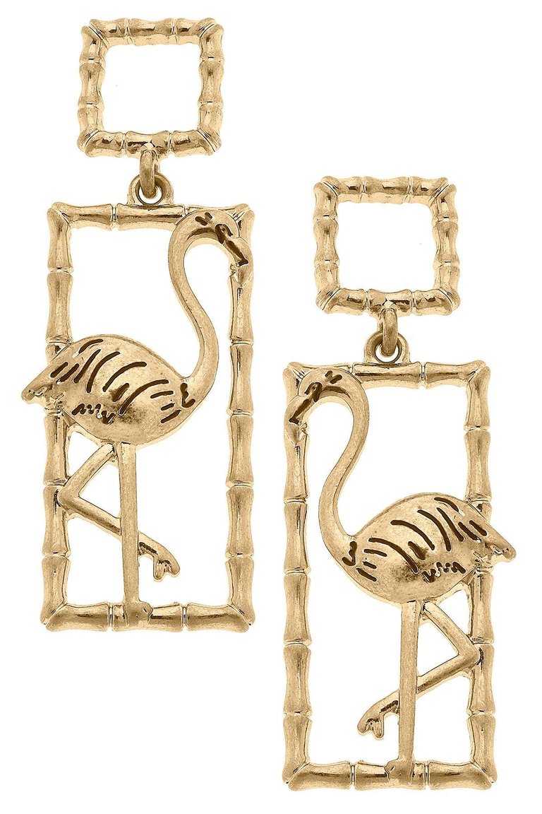 Rae Flamingo Drop Earrings - Gold