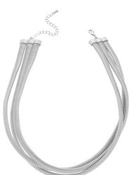 Ramona Interlocking Watchband Collar Necklace - Satin Silver - Satin Silver