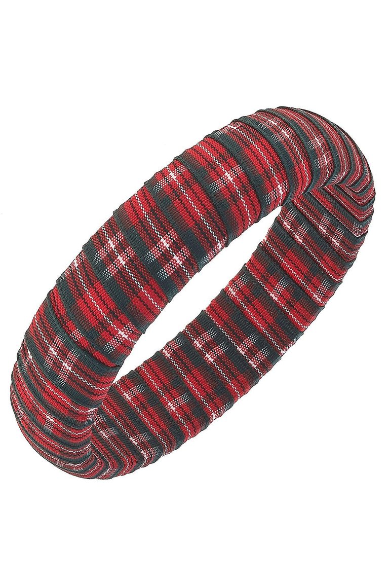 Reagan Tartan Statement Bangle - Red