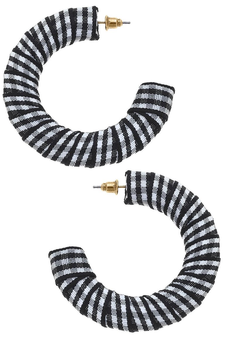 Reese Gingham Statement Hoop Earrings - Black