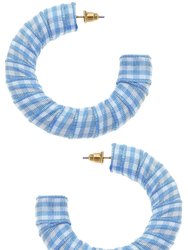 Reese Gingham Statement Hoop Earrings - Blue