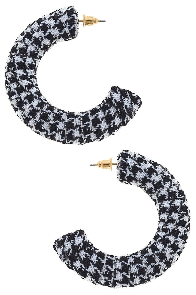 Reese Houndstooth Statement Hoop Earrings - Black & White