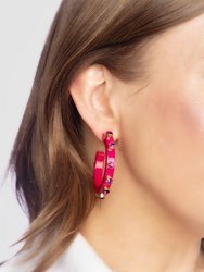 Renee Resin And Rhinestone Hoop Earrings In Fuchsia