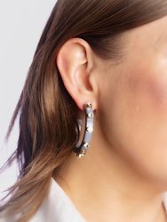 Renee Resin and Rhinestone Hoop Earrings In Gray
