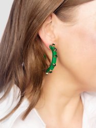Renee Resin And Rhinestone Hoop Earrings In Green