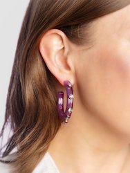 Renee Resin And Rhinestone Hoop Earrings In Lavender