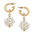 Rosalie Pearl Cluster Drop Hoop Earrings in Ivory - Ivory