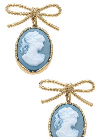 Canvas Style Rowena Cameo & Bow Drop Earrings in Wedgwood Blue product
