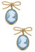 Rowena Cameo & Bow Drop Earrings in Wedgwood Blue - Blue