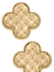 Rue Quilted Metal Clover Statement Stud Earrings - Worn Gold