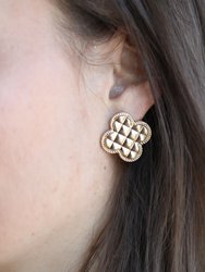 Rue Quilted Metal Clover Statement Stud Earrings