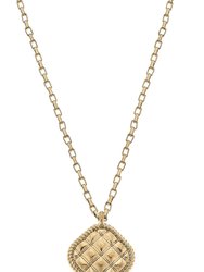 Rue Quilted Metal Diamond Pendant Necklace - Worn Gold