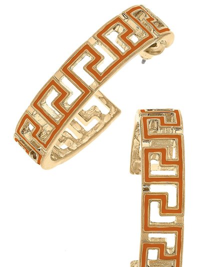 Canvas Style Ryan Game Day Greek Keys Enamel Hoop Earrings In Burnt Orange product