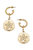 Sand Dollar Drop Hoop Earring in Worn Gold - Worn Gold