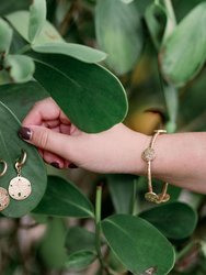 Sand Dollar Drop Hoop Earring in Worn Gold