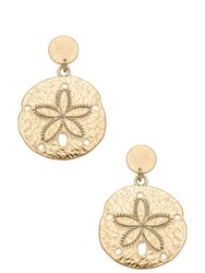 Sand Dollar Statement Earrings in Worn Gold - Gold