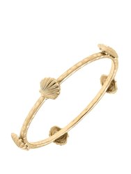 Scallop Shell Bangle in Worn Gold - Gold
