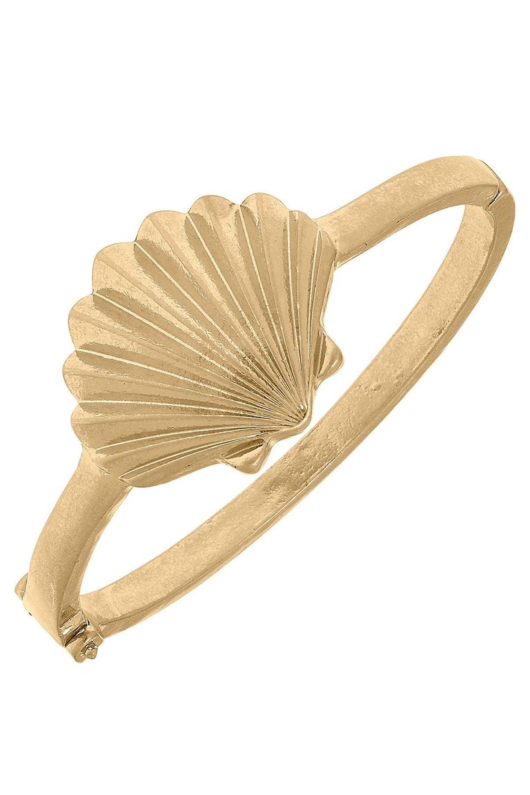 Scallop Shell Hinge Bangle - Worn Gold