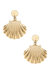 Scallop Shell Statement Earrings in Worn Gold - Gold