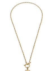 Scallop Shell T-Bar Charm Necklace in Worn Gold