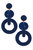 Selena Silk Cord Linked Rings Statement Earrings In Navy - Navy