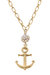 Shawn Anchor & Pearl Cluster Pendant Necklace - Worn Gold