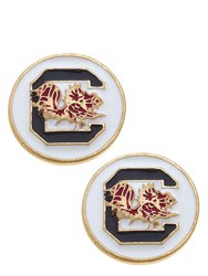 South Carolina Gamecocks Enamel Disc Stud Earrings - White