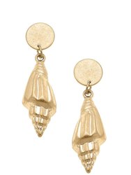 Spiral Shell Statement Earrings - Worn Gold